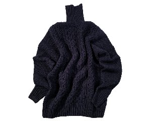 Drumohr - Navy Heavy Lambs Wool Twisted Turtleneck Knit