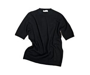Lardini - Black Crewneck Linen &amp; Cotton Knitwear